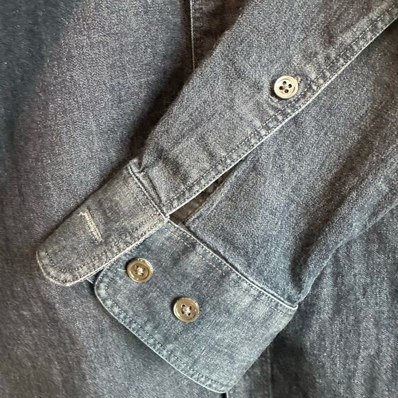 Theory Barham C Turini Slim Fit Button Down Shirt Indigo Blue M - Picture 3 of 9